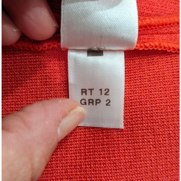 St.John Woman Coral  Draped Open Front Cardigan Sweater Blazer Princess Seams 8 - Picture 9 of 9